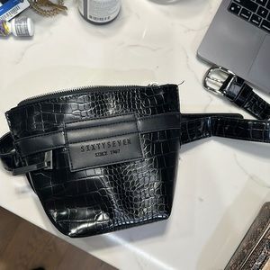 croc leather belt purse